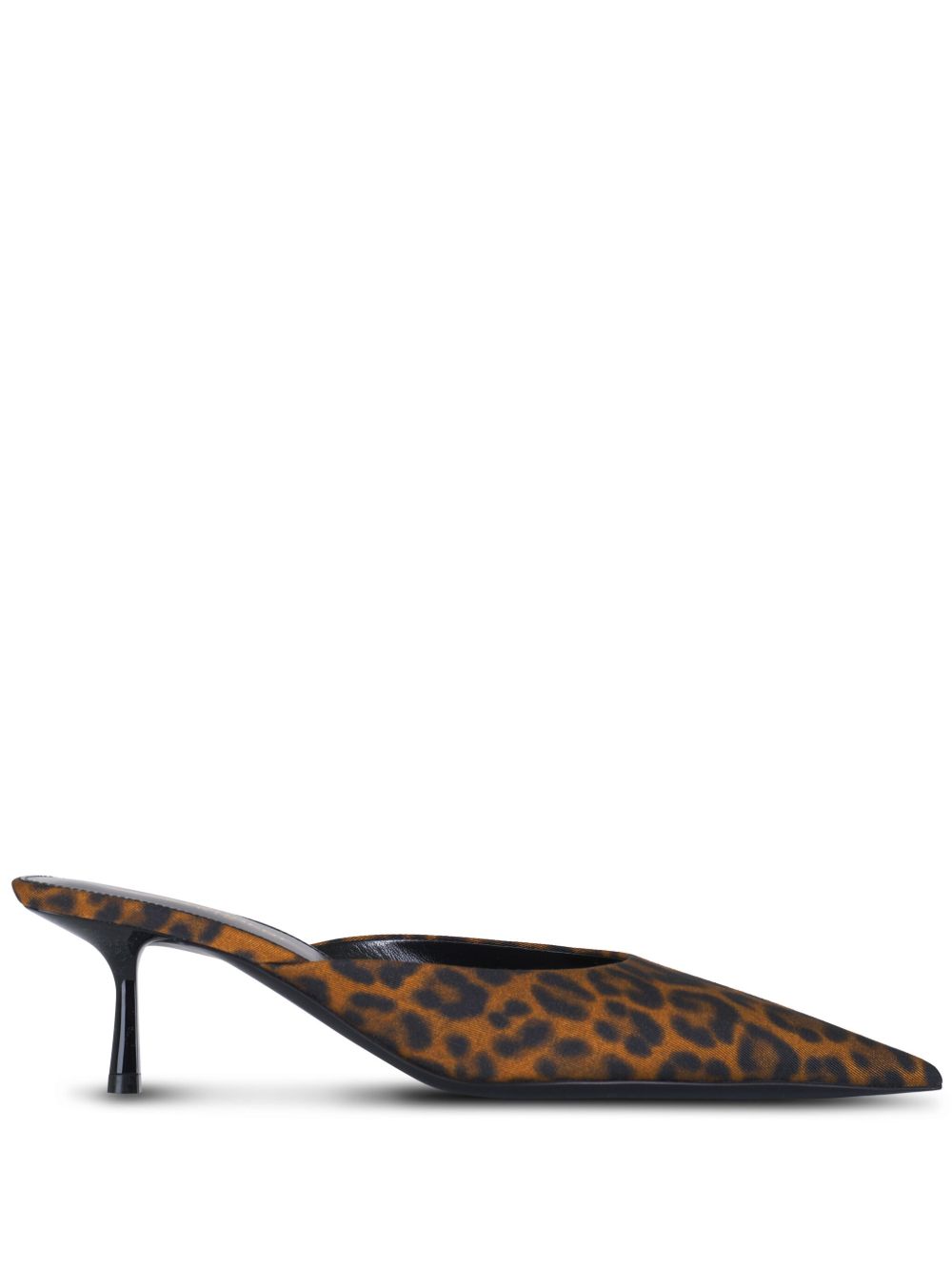 Saint Laurent Barbara 豹纹罗缎低跟穆勒鞋（5.5厘米） - 褐色