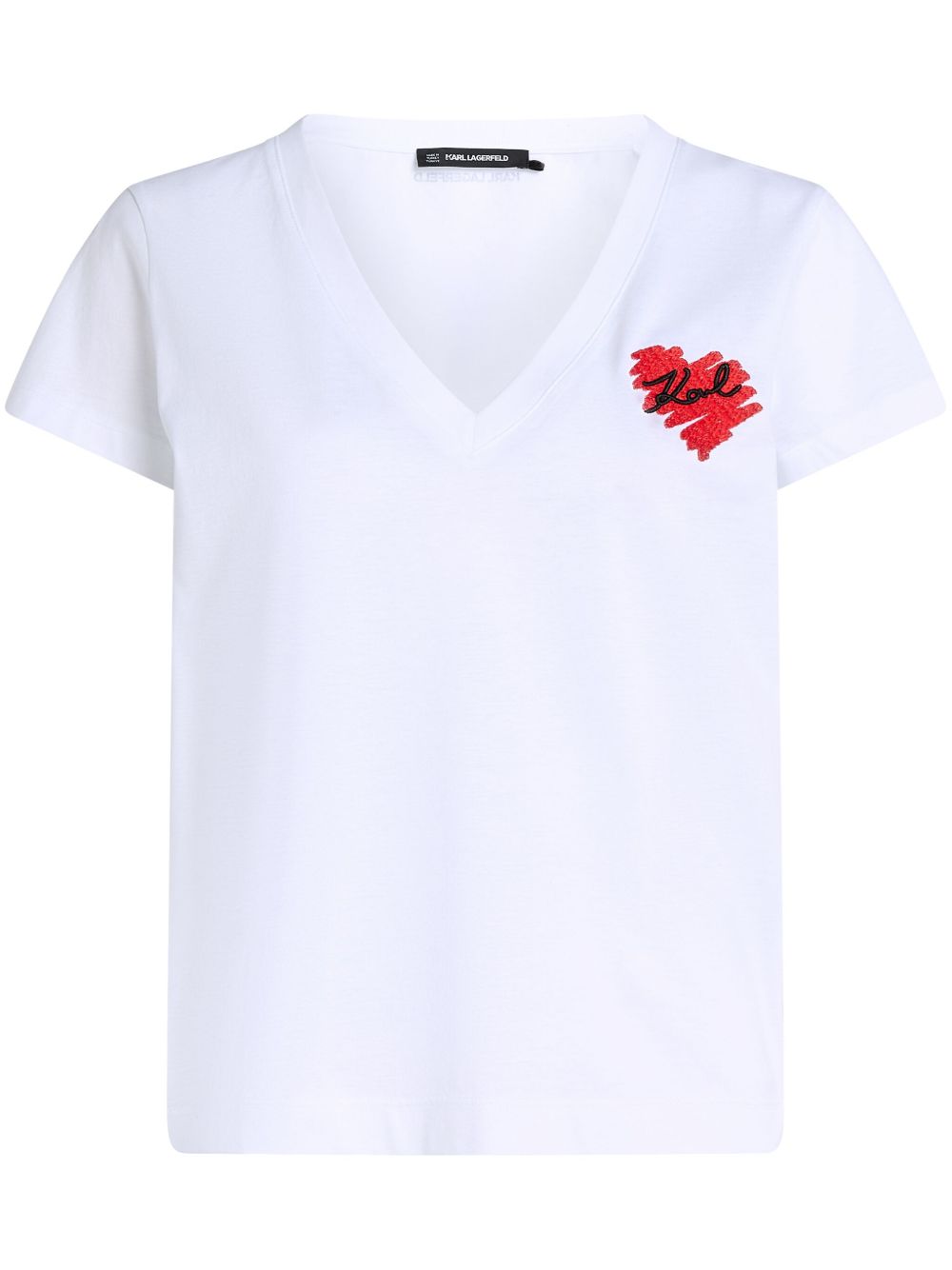 Karl Lagerfeld K/Heart V领T恤 - 白色