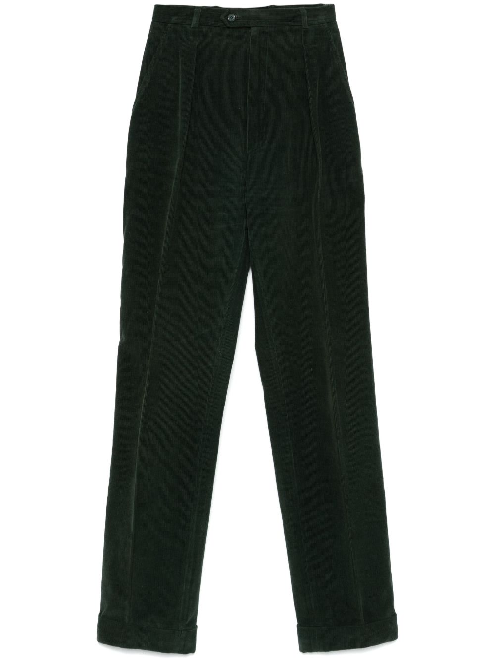 Saint Laurent Pre-Owned 灯芯绒长裤（1960年代典藏款） - 绿色