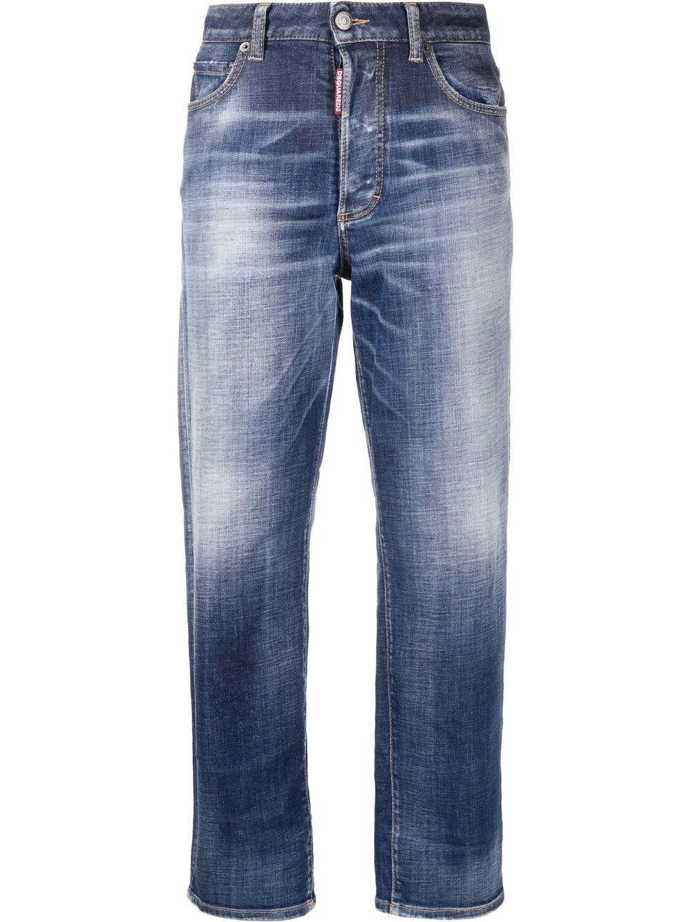 DSQUARED2 褪色直筒牛仔裤 - 蓝色