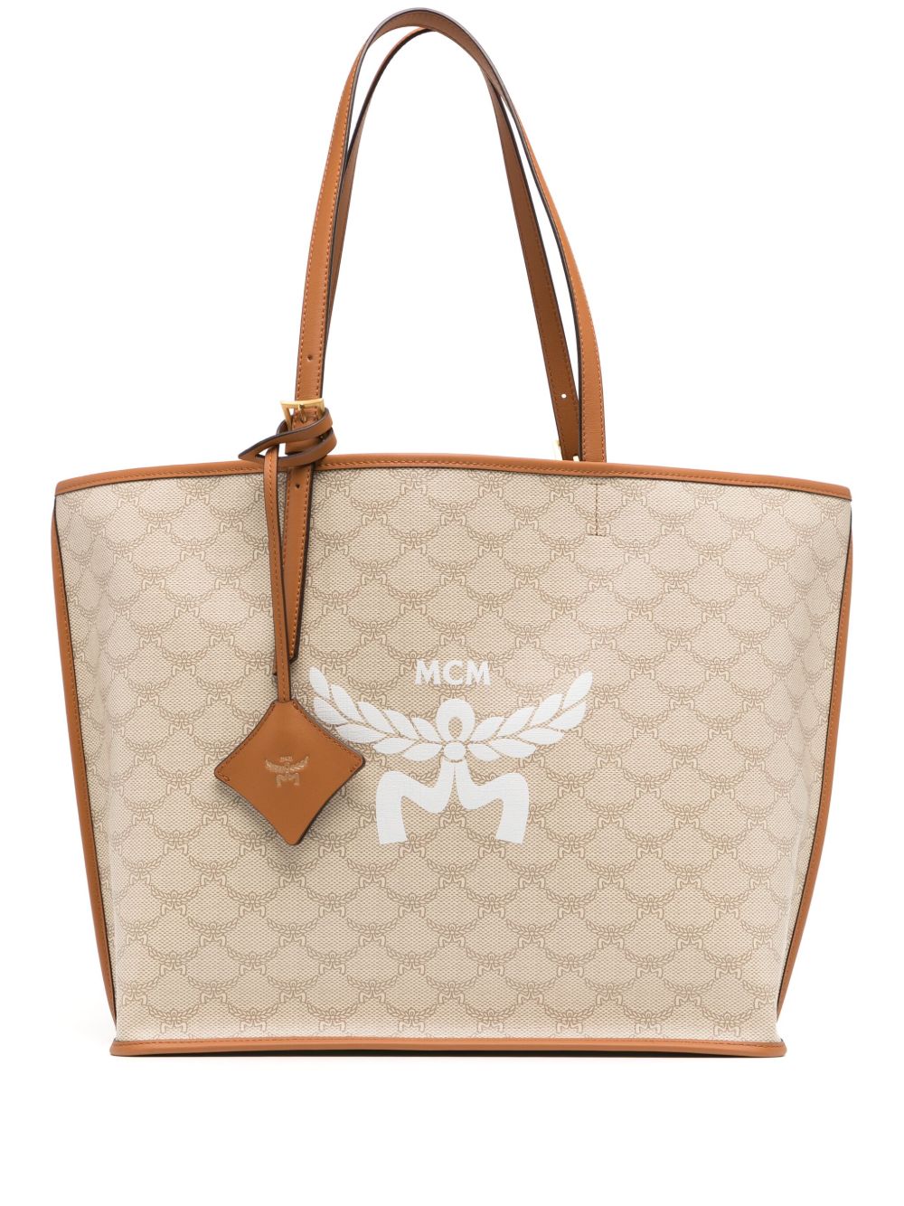 MCM Himmel Lauretos 中号皮质手提包 - 中性色