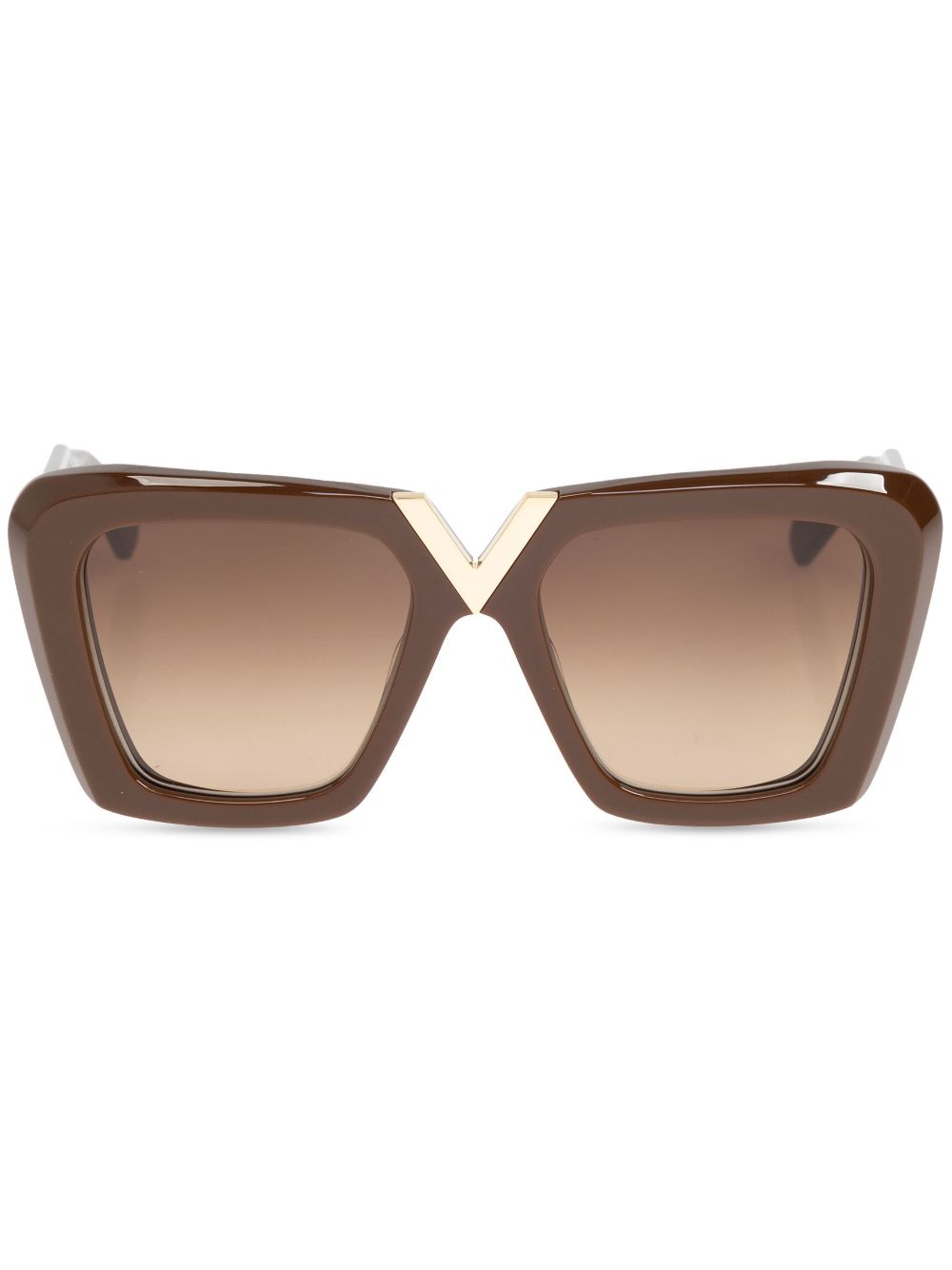 VALENTINO GARAVANI EYEWEAR 超大镜框太阳眼镜 - 褐色