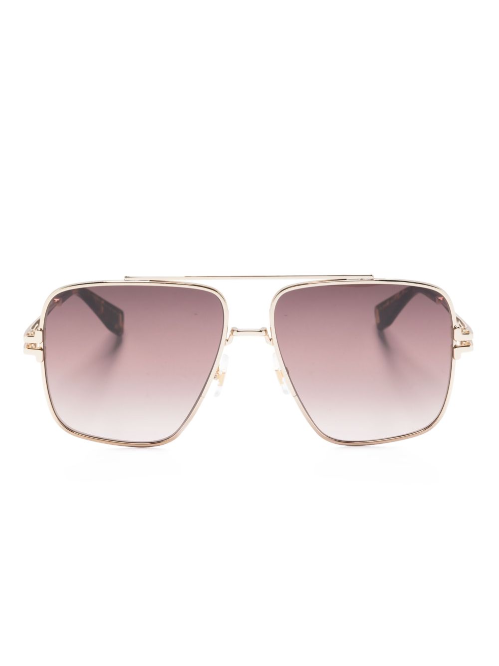 Marc Jacobs Eyewear logo雕刻飞行员镜框太阳眼镜 - 褐色
