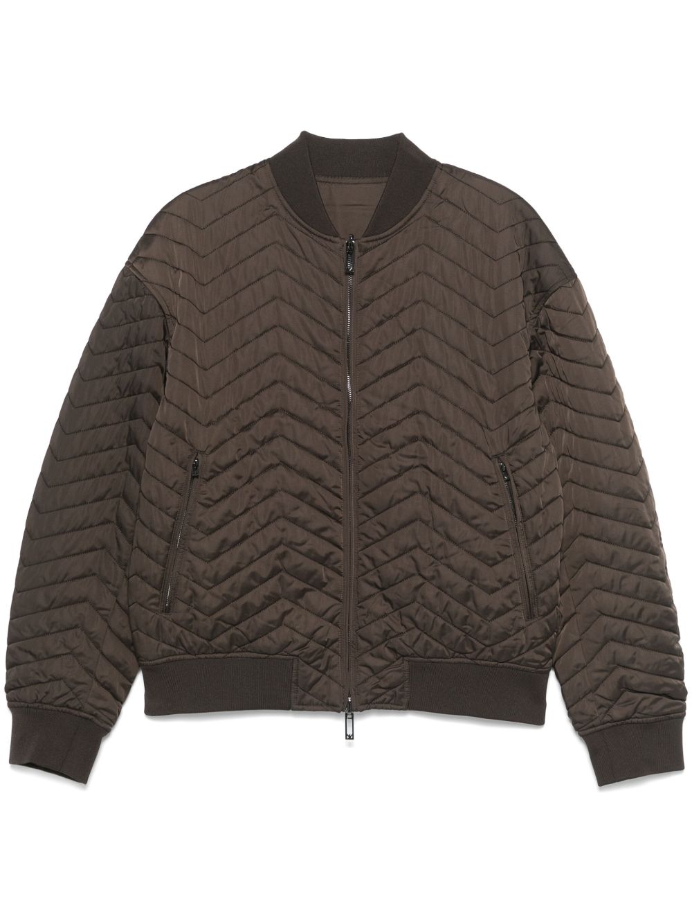 Emporio Armani 人字纹图案绗缝夹克 - 绿色