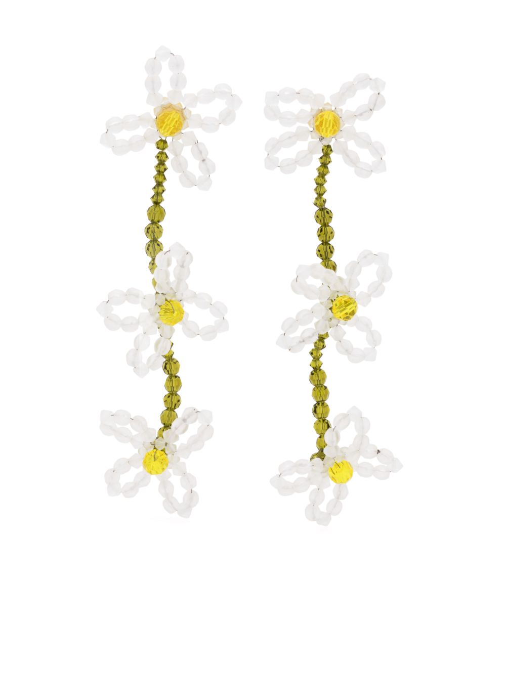 Simone Rocha 花卉图案吊饰耳环 - 绿色