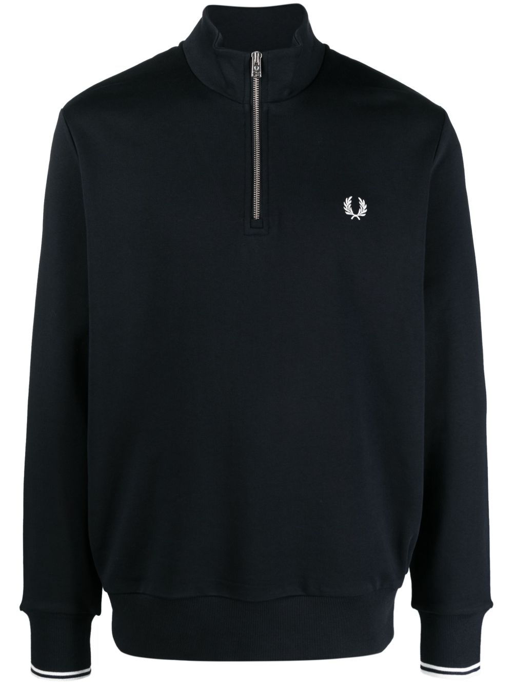 Fred Perry logo刺绣拉链毛衣 - 蓝色