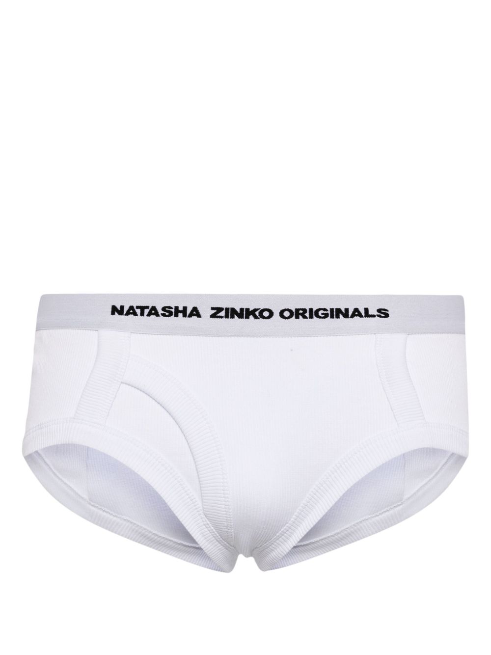 Natasha Zinko logo腰边弹性棉三角内裤 - 白色