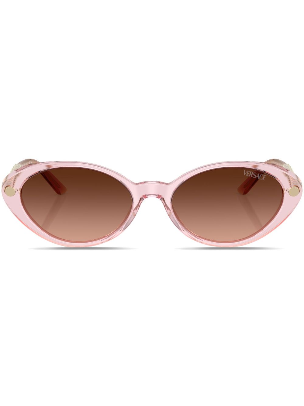 Versace Eyewear 希腊回纹图案标牌椭圆形框太阳眼镜 - 粉色