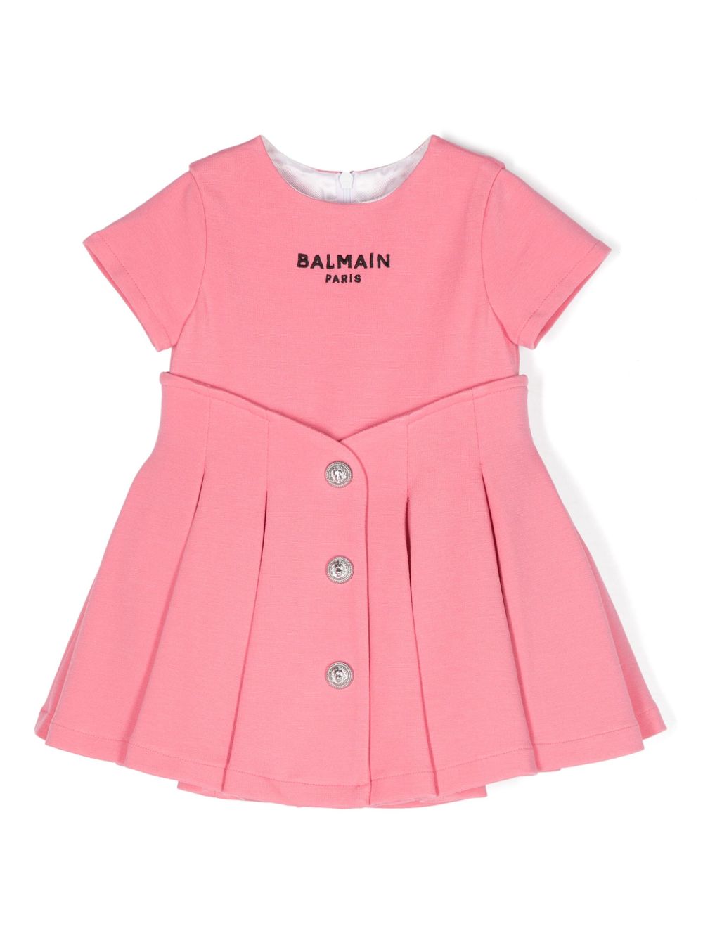 Balmain Kids logo刺绣连衣裙套装 - 粉色