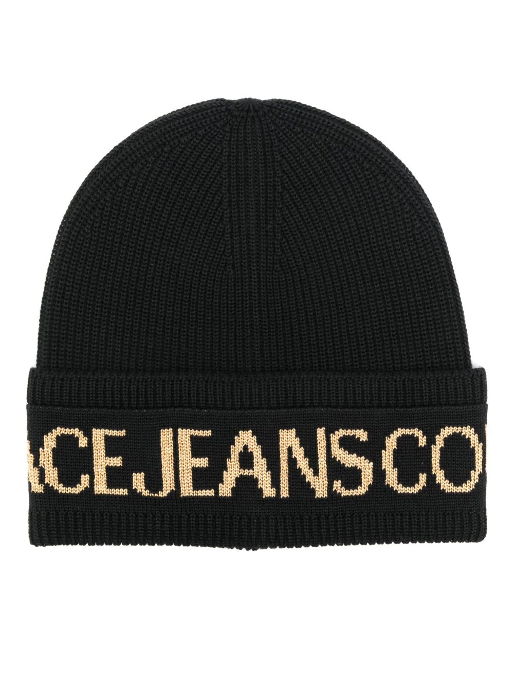 Versace Jeans Couture logo嵌花针织套头帽 - 黑色