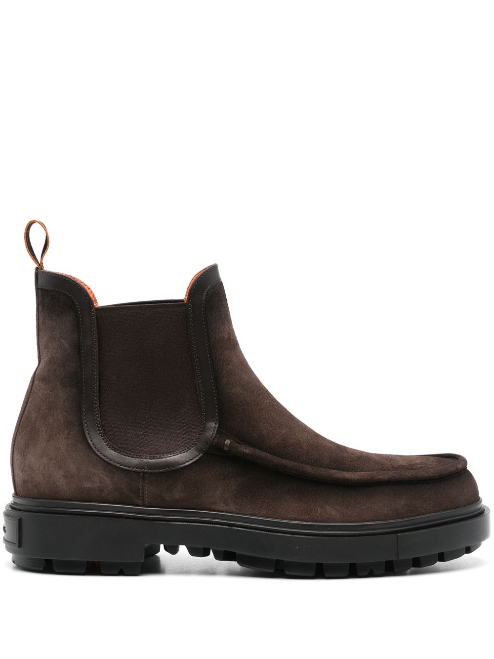 Santoni 绒面皮切尔西靴 - 褐色