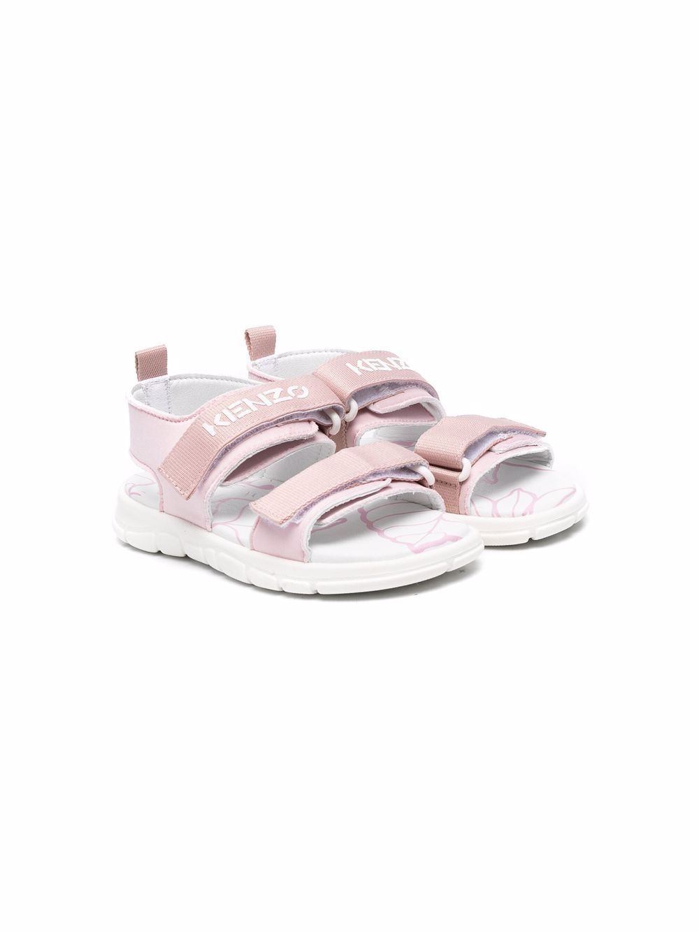 Kenzo Kids 动物纹魔术贴凉鞋 - 粉色
