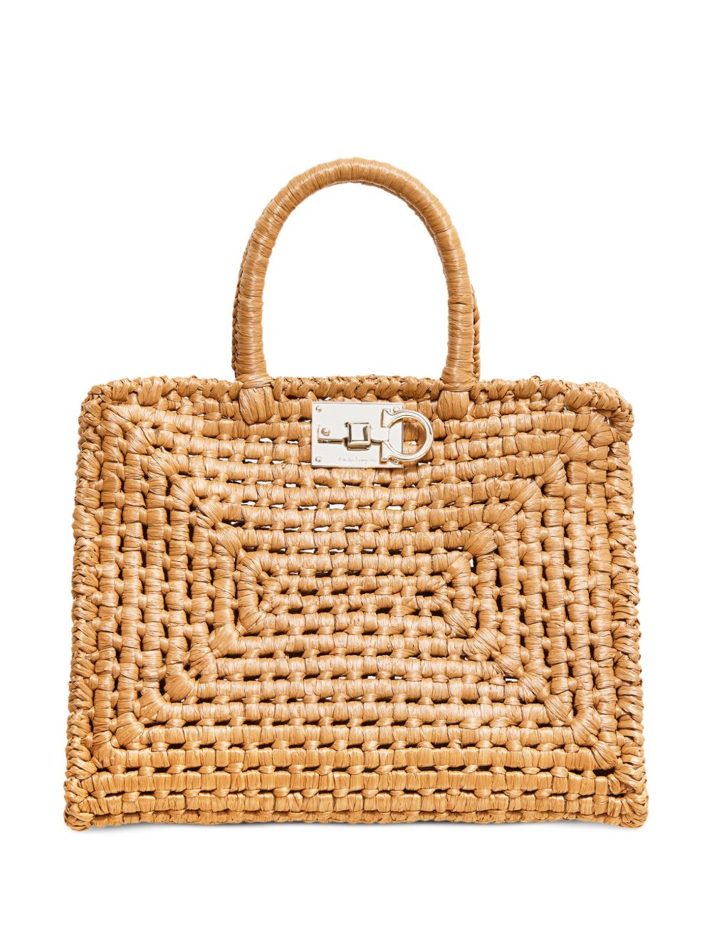 Ferragamo Studio Box 拉菲草托特包 - 中性色