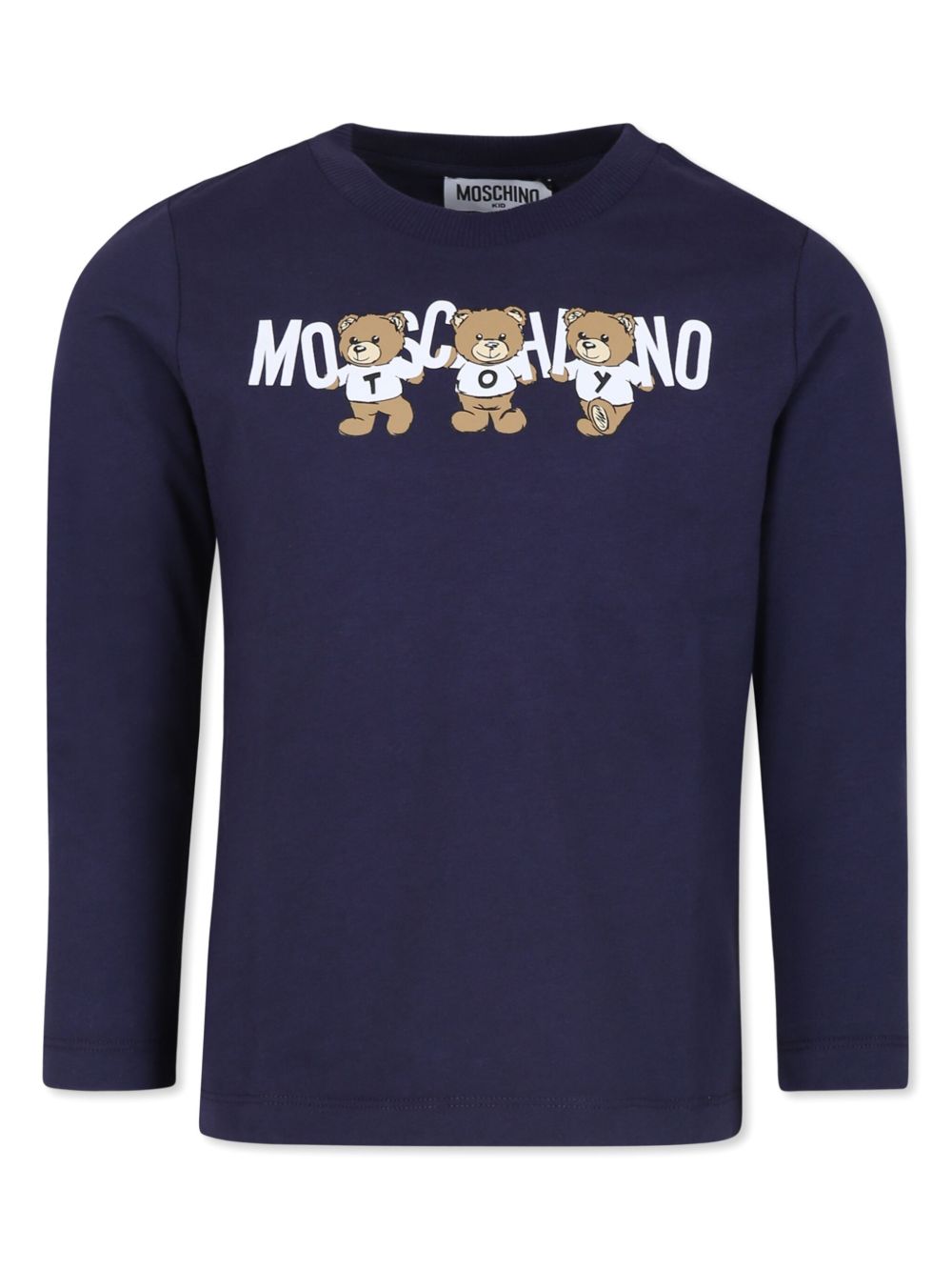 Moschino Kids logo印花棉T恤 - 蓝色