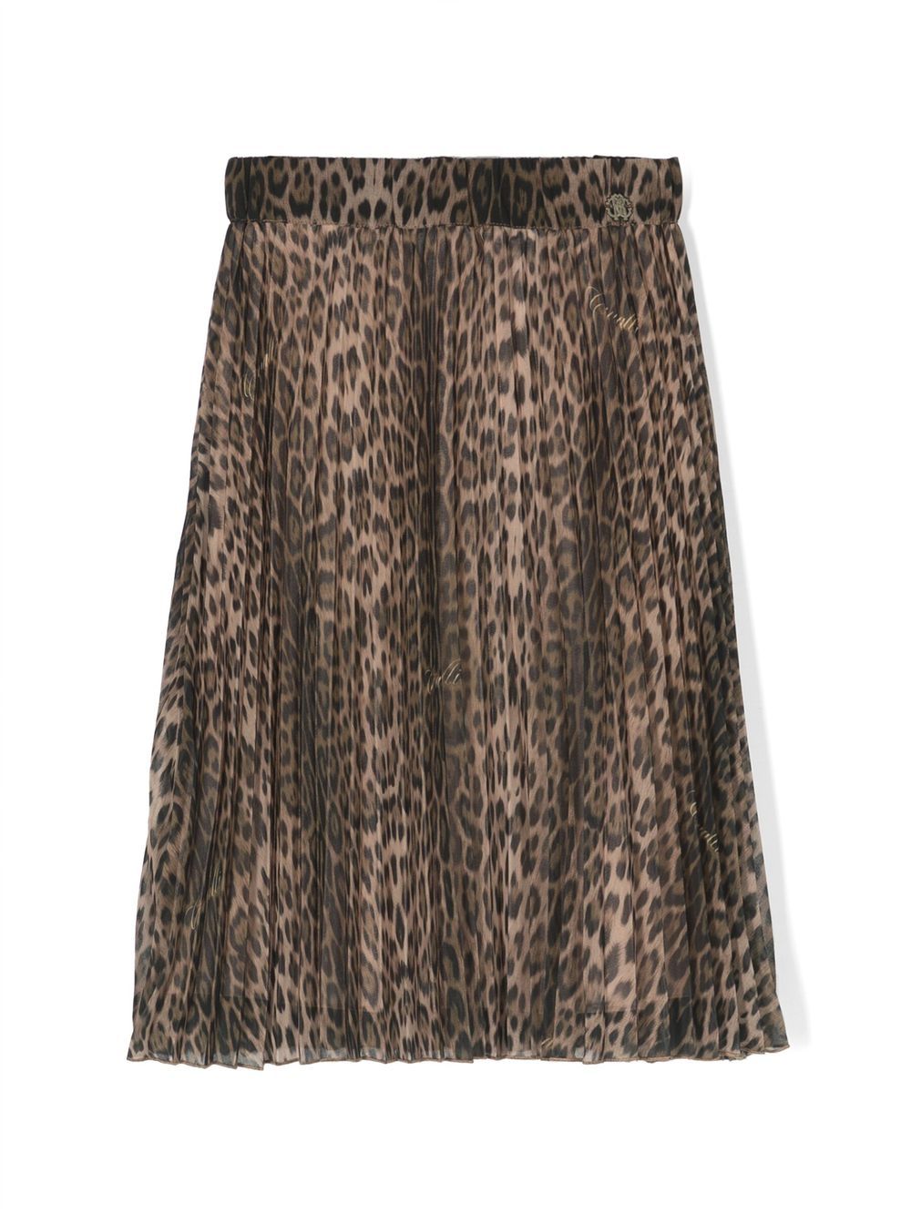 Roberto Cavalli Junior 猎豹纹百褶半身裙 - 褐色