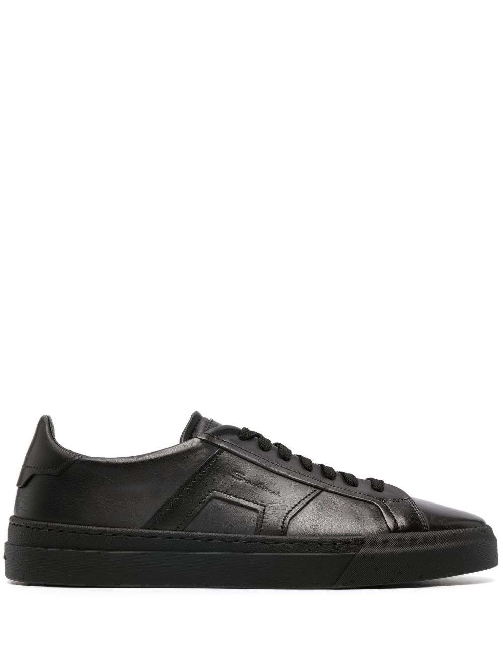 Santoni 皮质低帮运动鞋 - 黑色