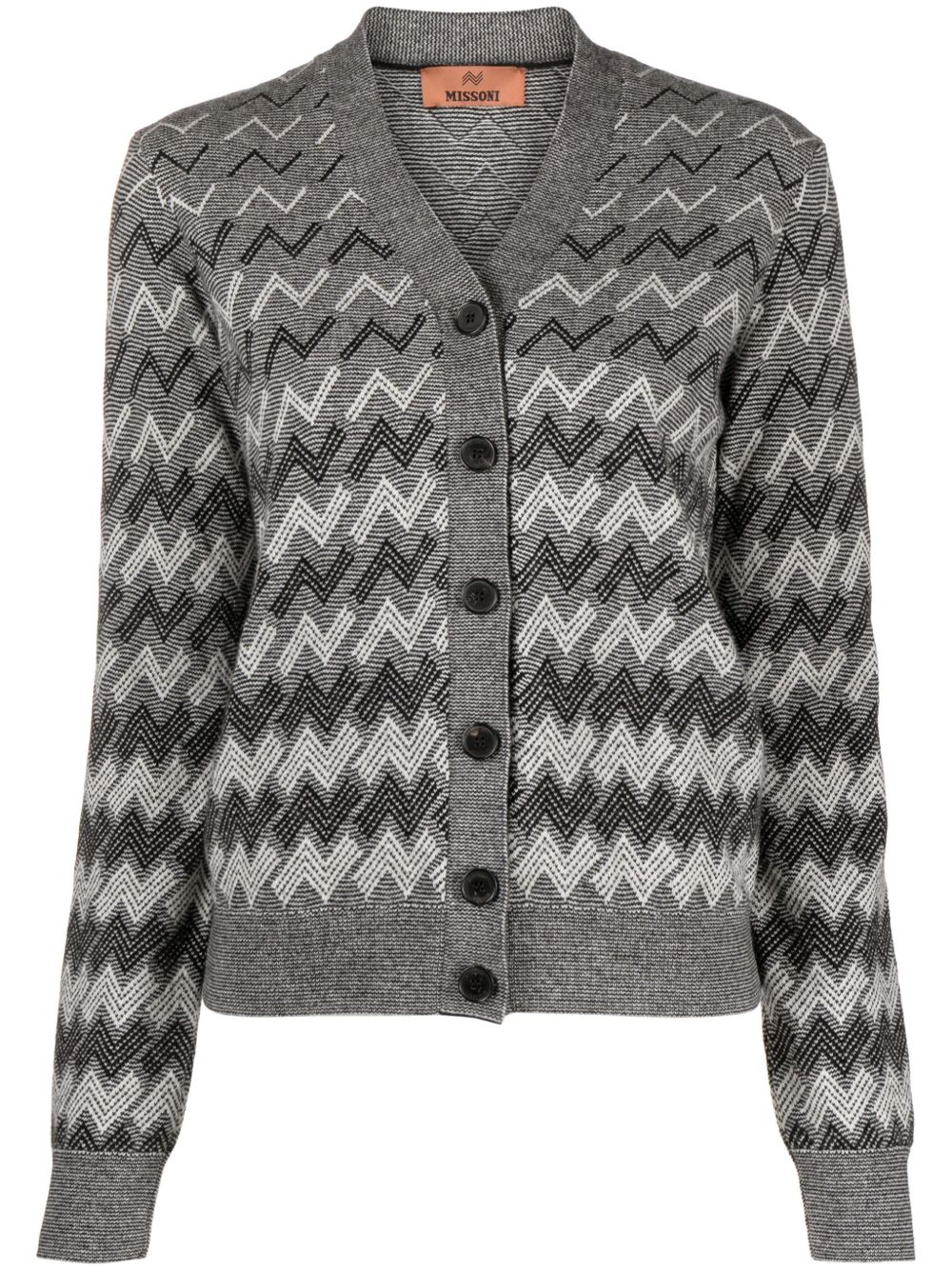 Missoni Z字形图案编织羊绒开衫 - 黑色