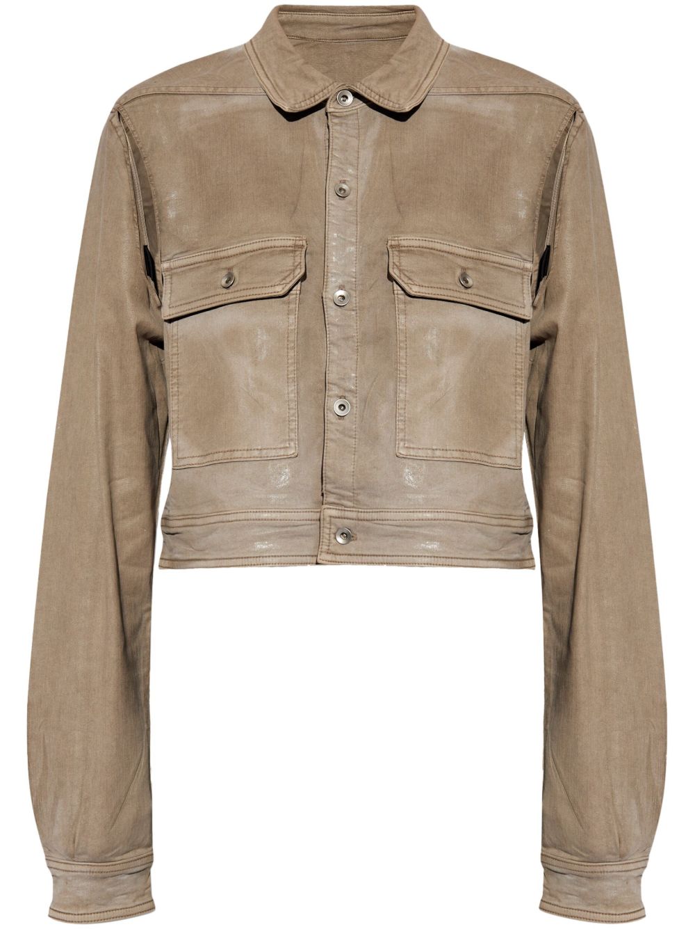 Rick Owens DRKSHDW 镂空荷叶边牛仔夹克 - 中性色