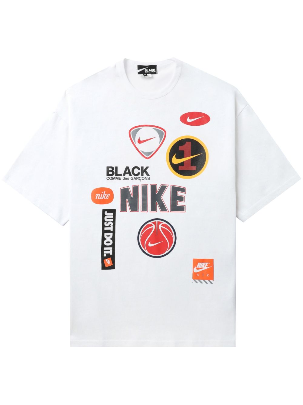 Black Comme Des Garçons x Nike logo印花棉T恤 - 白色