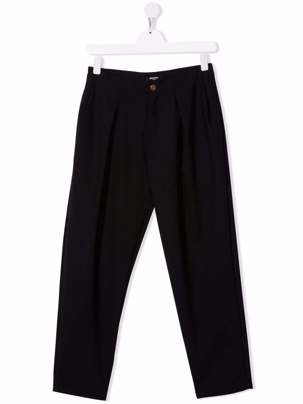 Balmain Kids 巴尔曼 纯色直筒裤 - 黑色