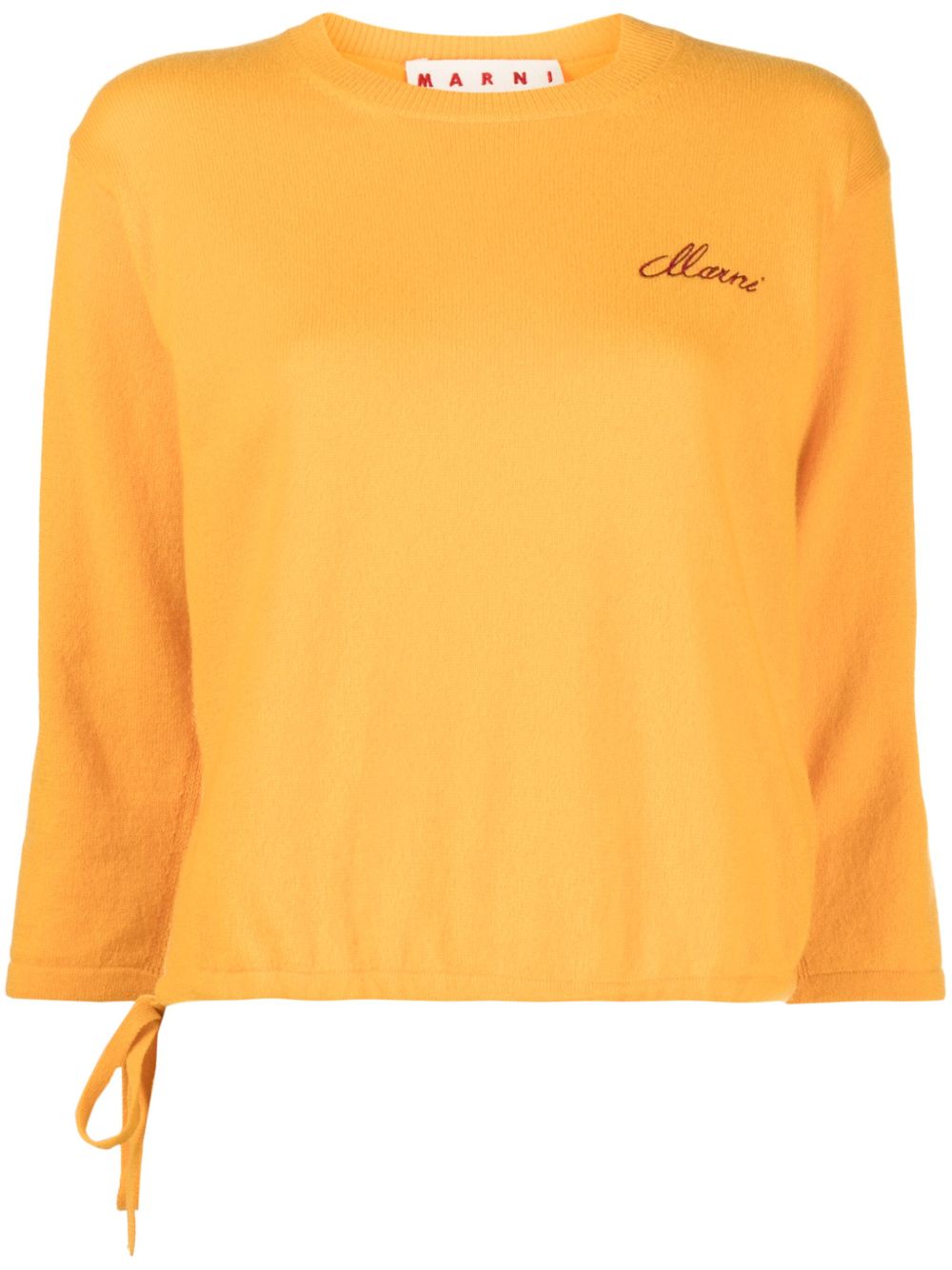 Marni logo刺绣羊绒毛衣 - 橘色