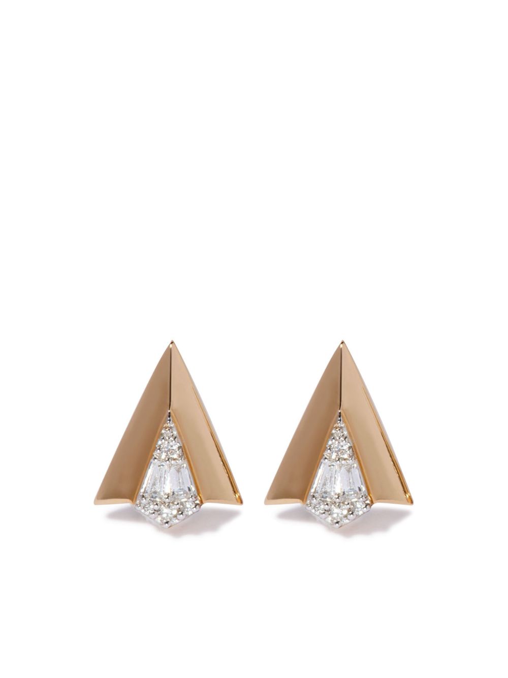 Annoushka Deco 18K黄金箭头图案钻石耳钉 - 金色