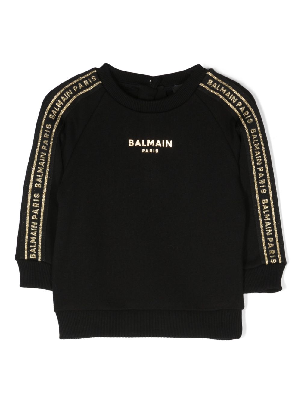 Balmain Kids logo织带圆领卫衣 - 黑色