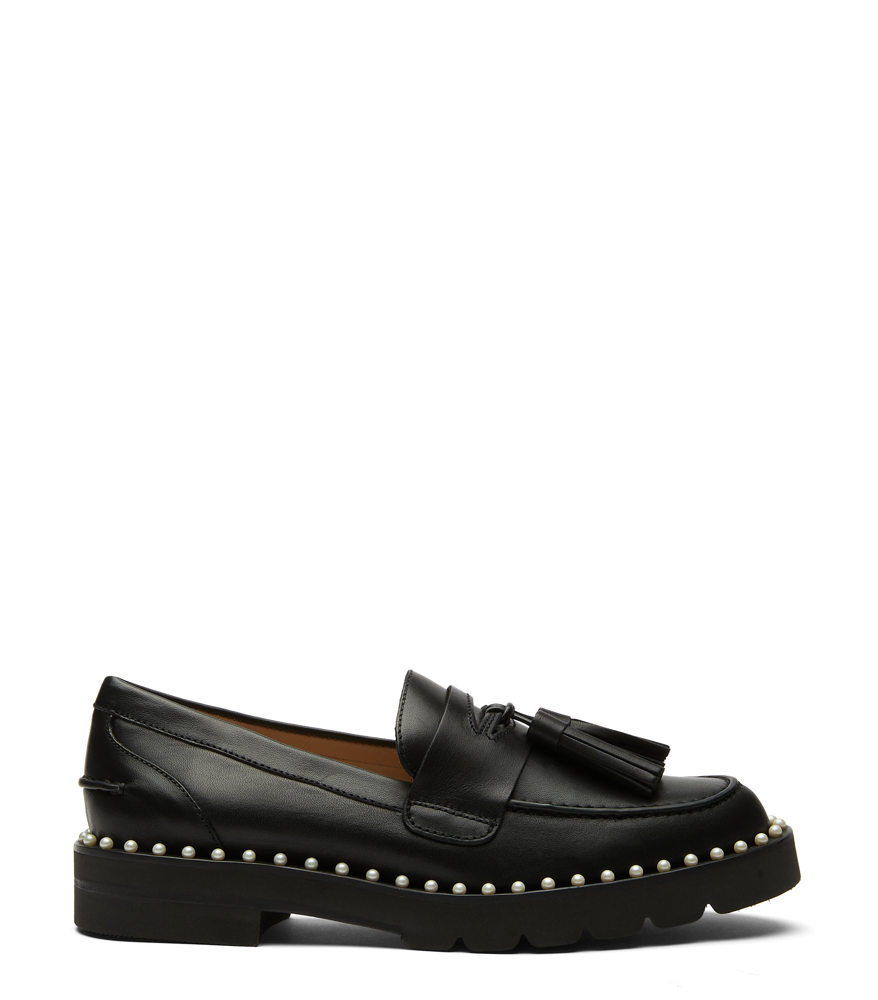 Stuart Weitzman Mila Lift Pearl Loafer - Woman Flats And Loafers Black 40.5