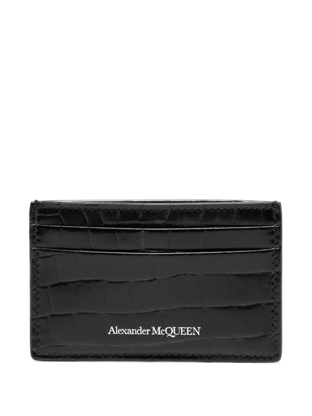 Alexander McQueen 仿鳄鱼纹皮质卡夹 - 黑色