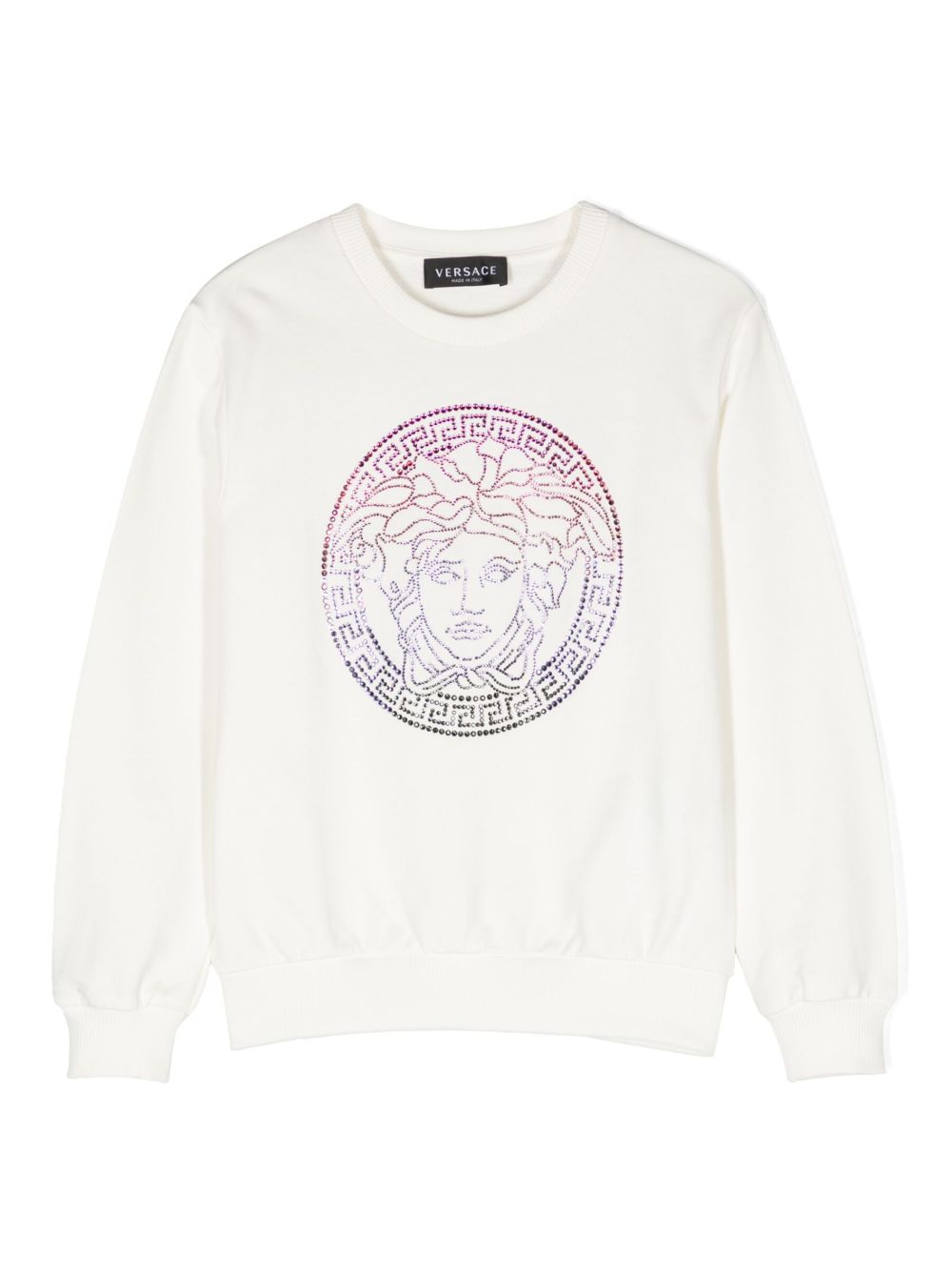 Versace Kids 美杜莎头图案棉卫衣 - 白色