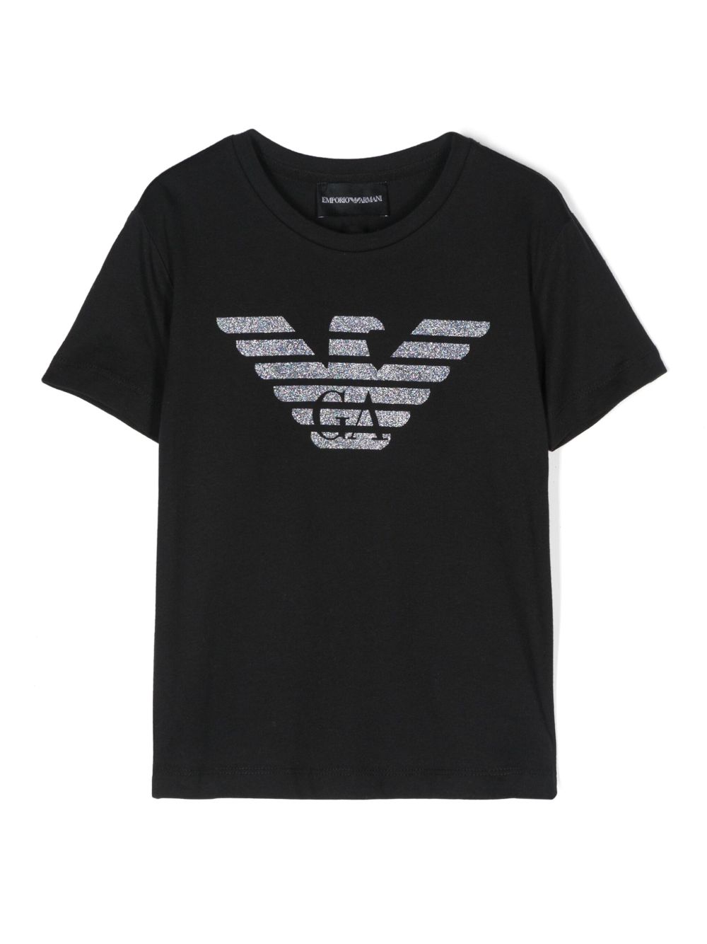 Emporio Armani Kids logo印花棉T恤 - 黑色