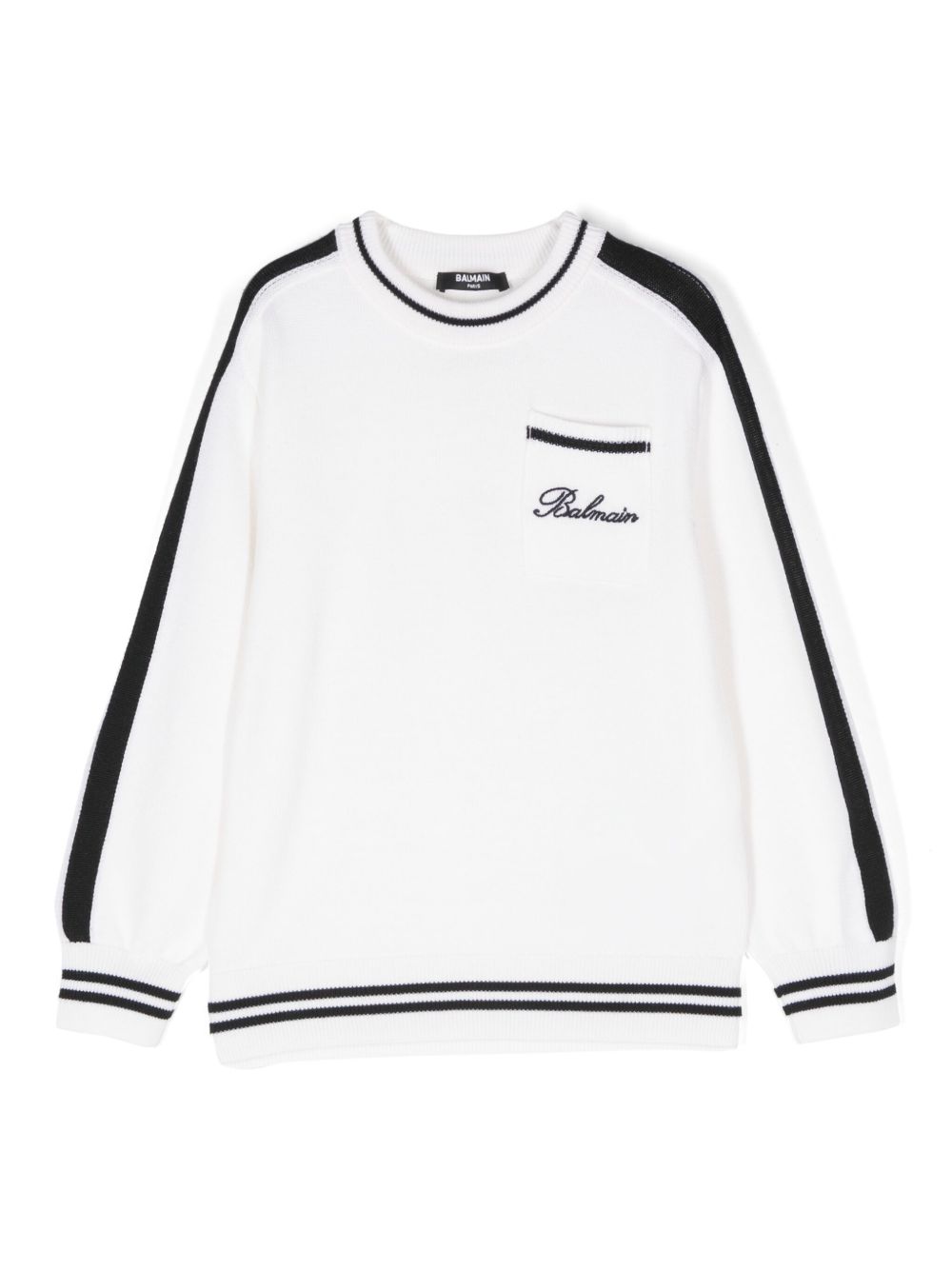 Balmain Kids logo刺绣毛衣 - 白色