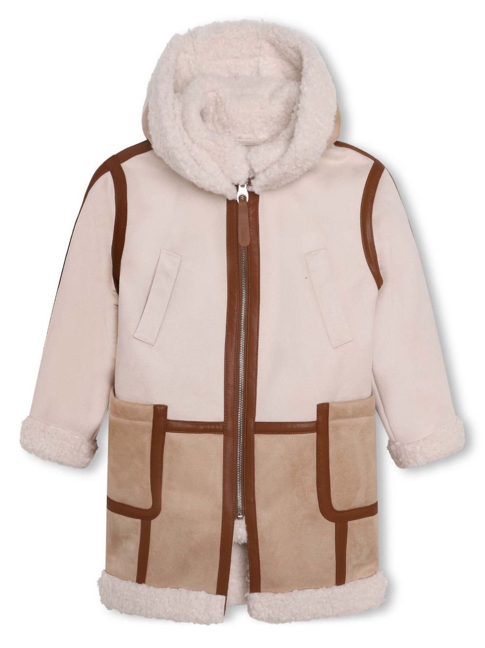 Chloé Kids 双色拉链连帽外套 - 中性色