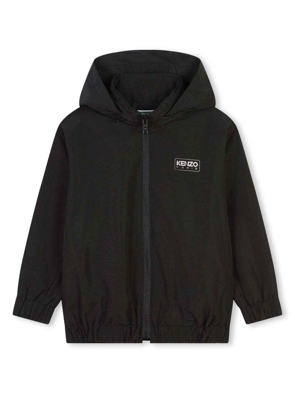 Kenzo Kids logo印花轻薄连帽夹克 - 黑色