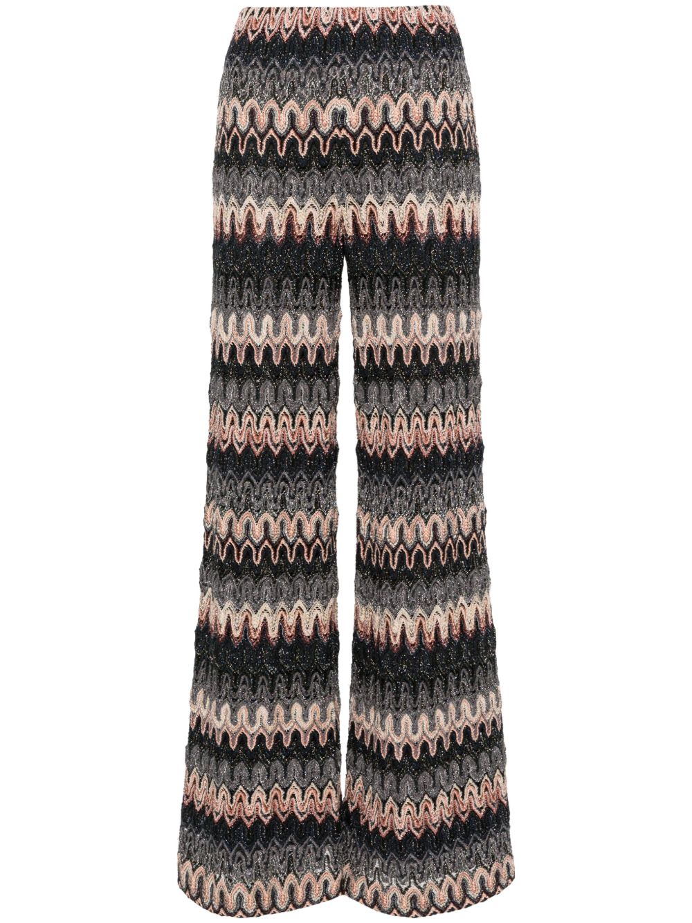 Missoni Z字形图案金银丝喇叭裤 - 蓝色