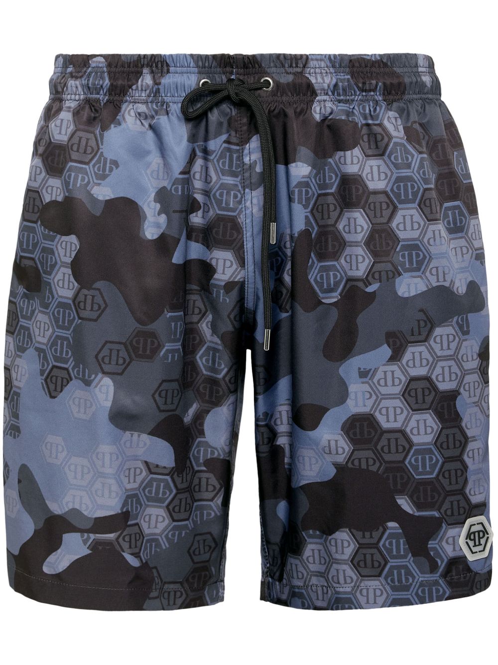Philipp Plein 经典logo图案泳裤 - 蓝色