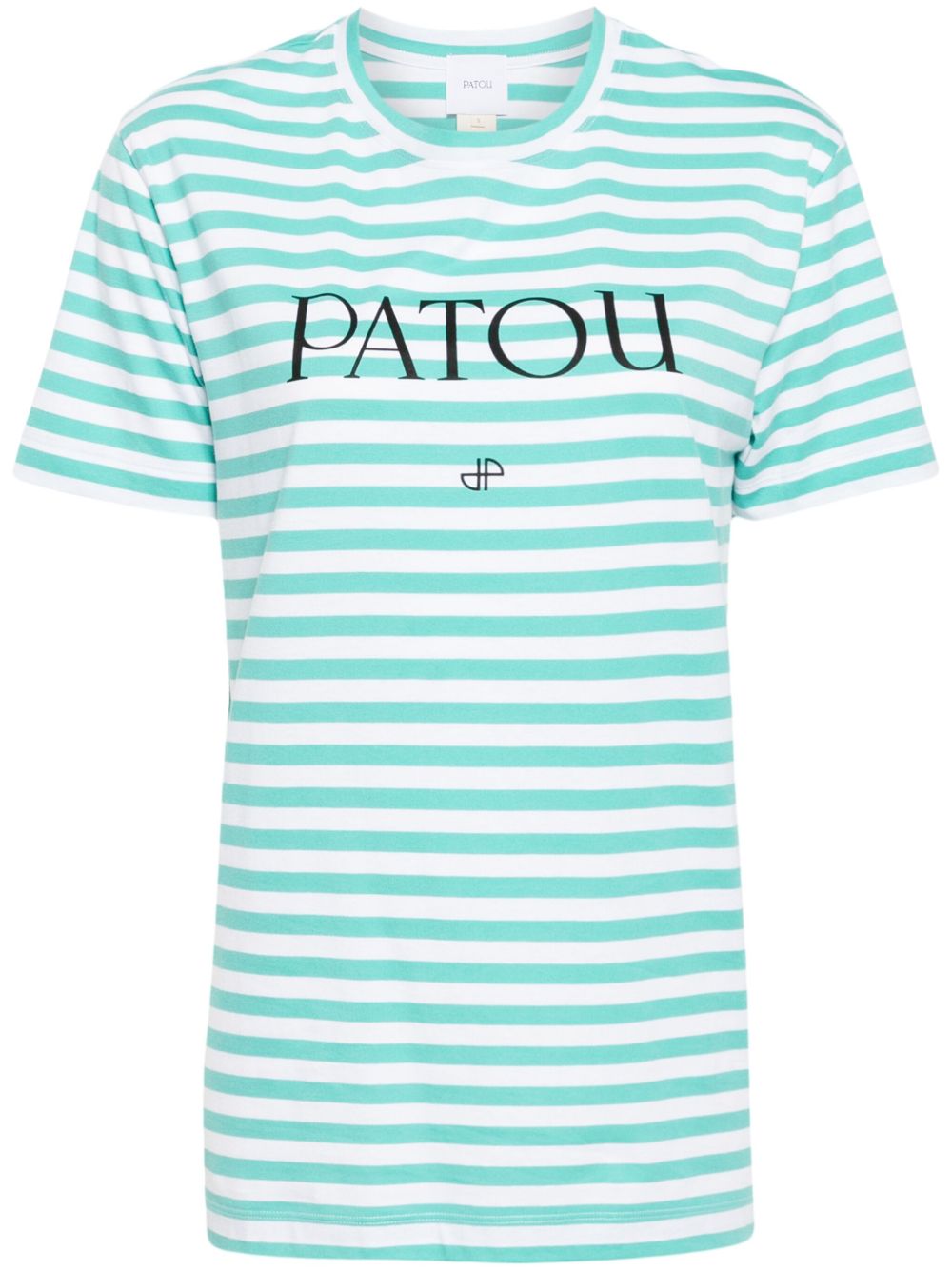 Patou logo印花条纹T恤 - 蓝色