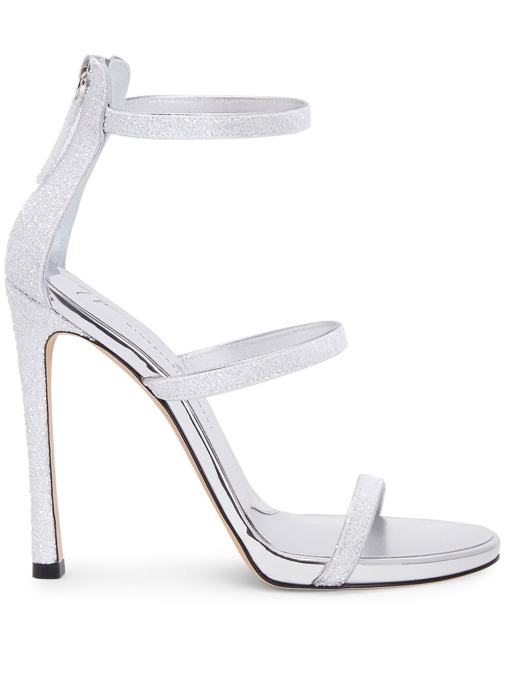 Giuseppe Zanotti Harmony 亮片金葱袢带凉鞋 - 银色