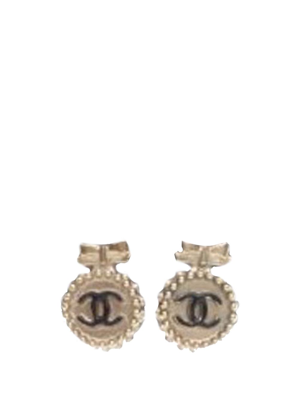 CHANEL Pre-Owned 镀金 CC 蝴蝶结推扣耳环（2000年代典藏款） - 金色