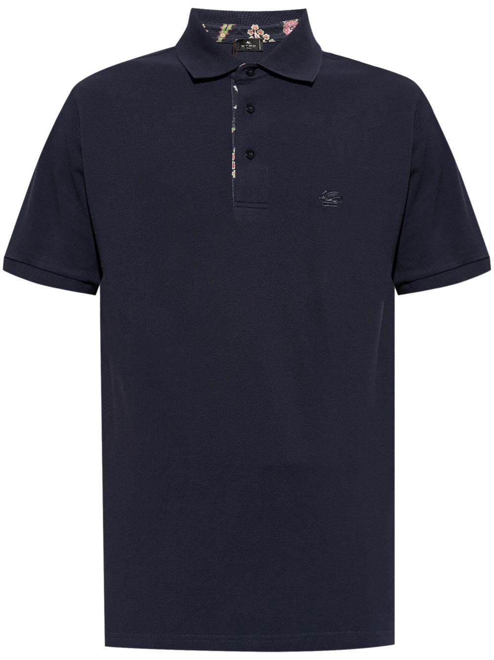 ETRO logo刺绣棉polo衫 - 蓝色
