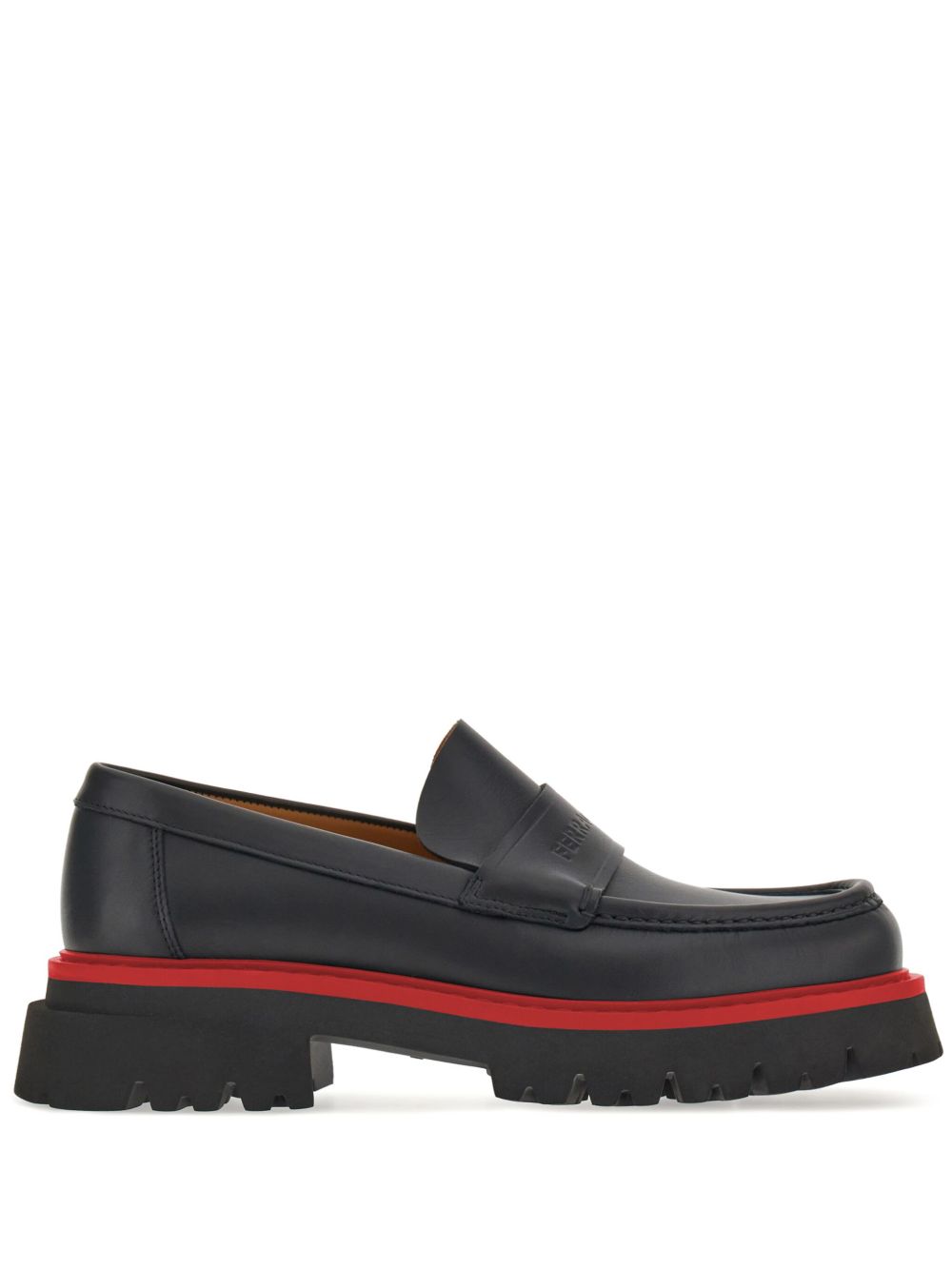 Ferragamo 对比鞋底皮质乐福鞋 - 黑色