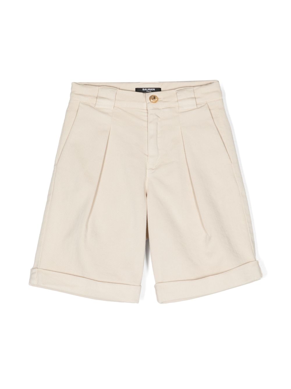 Balmain Kids 褶饰斜纹布西装短裤 - 中性色