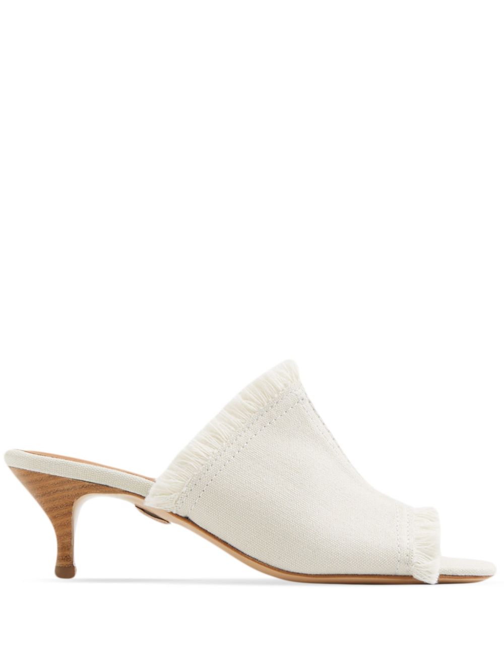 Filippa K 磨损边帆布中跟凉鞋 - 白色