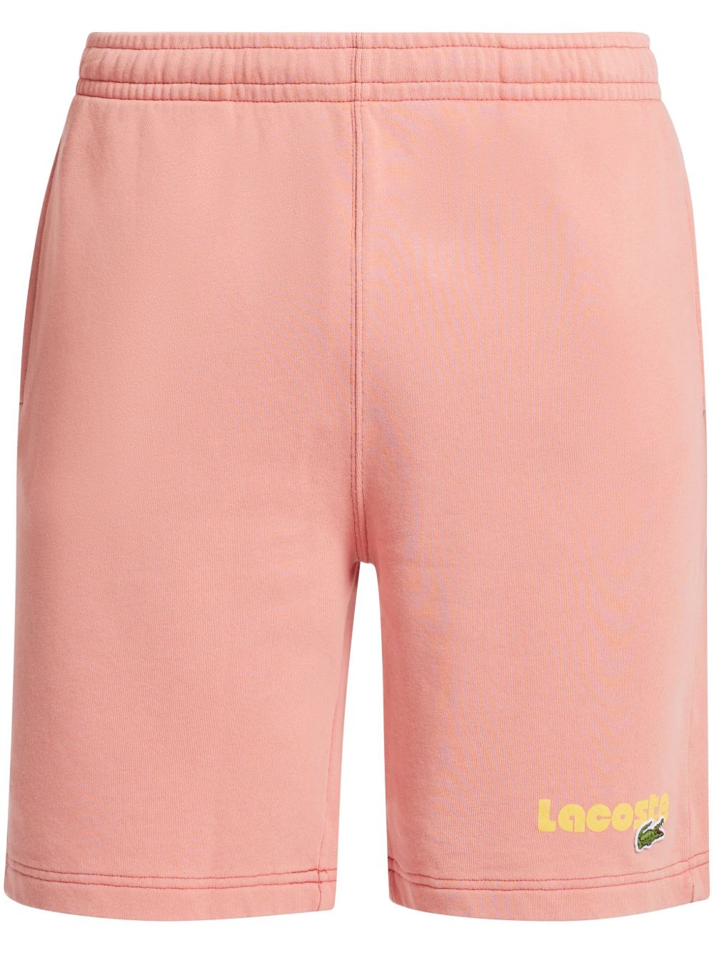 Lacoste logo印花棉运动短裤 - 粉色