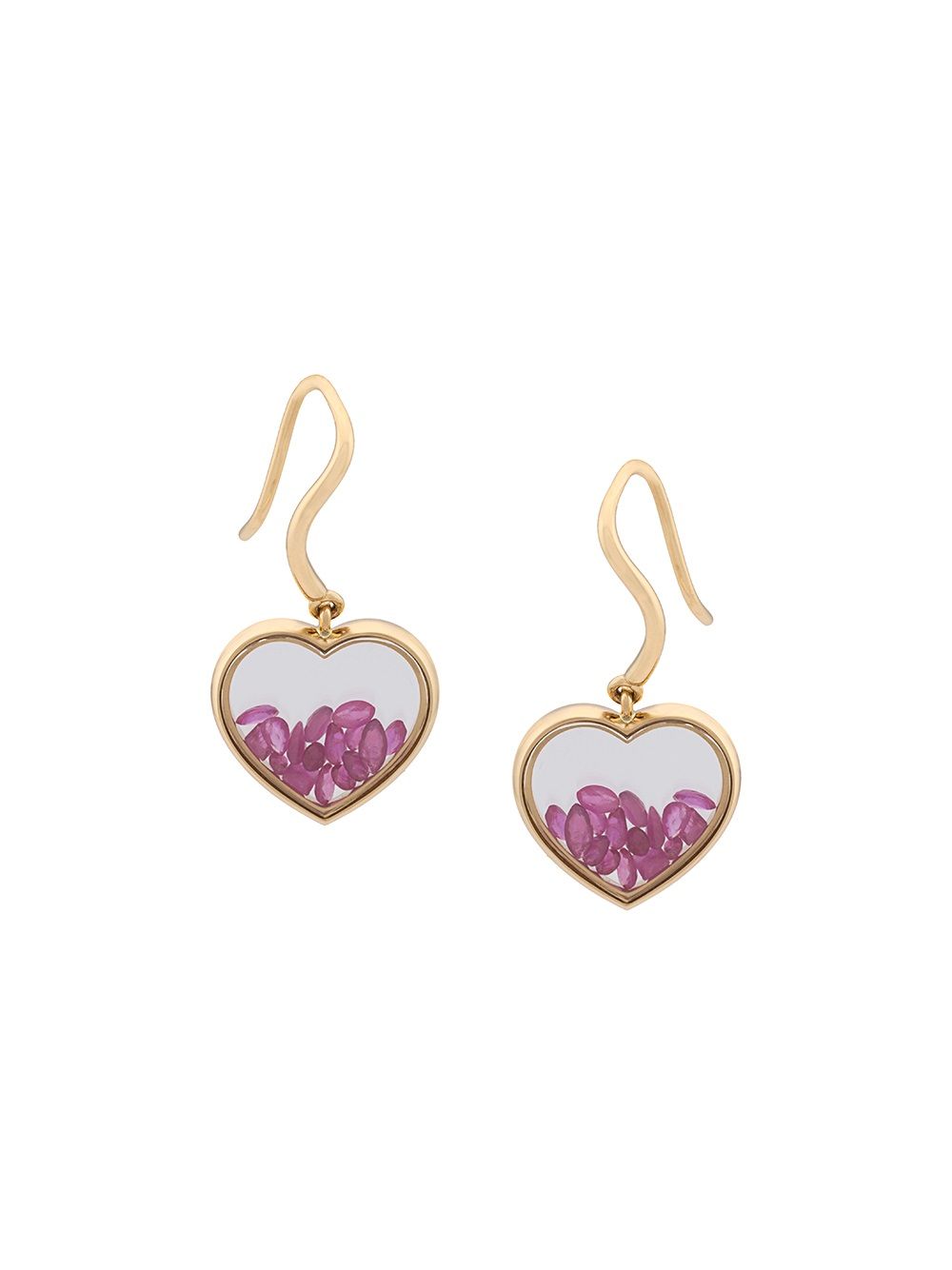 Aurelie Bidermann 'Chivor'红宝石心形耳环 - 金属色