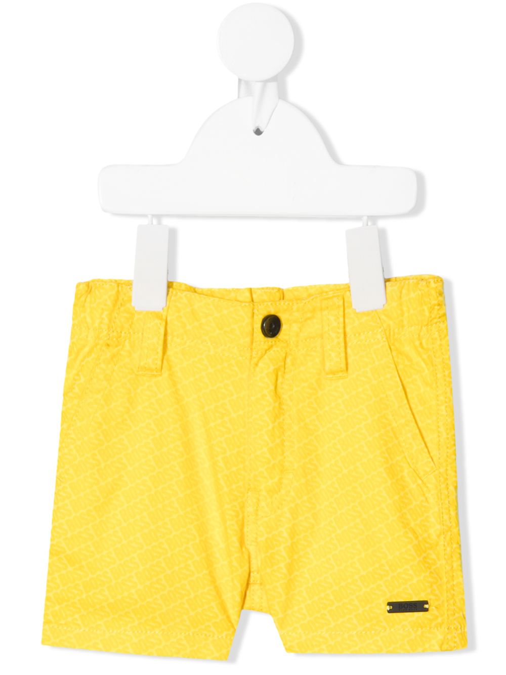 BOSS Kidswear 大面积logo印花短裤 - 黄色