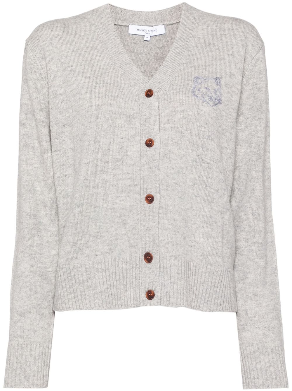 Maison Kitsuné Bold Fox Head 刺绣开衫 - 灰色