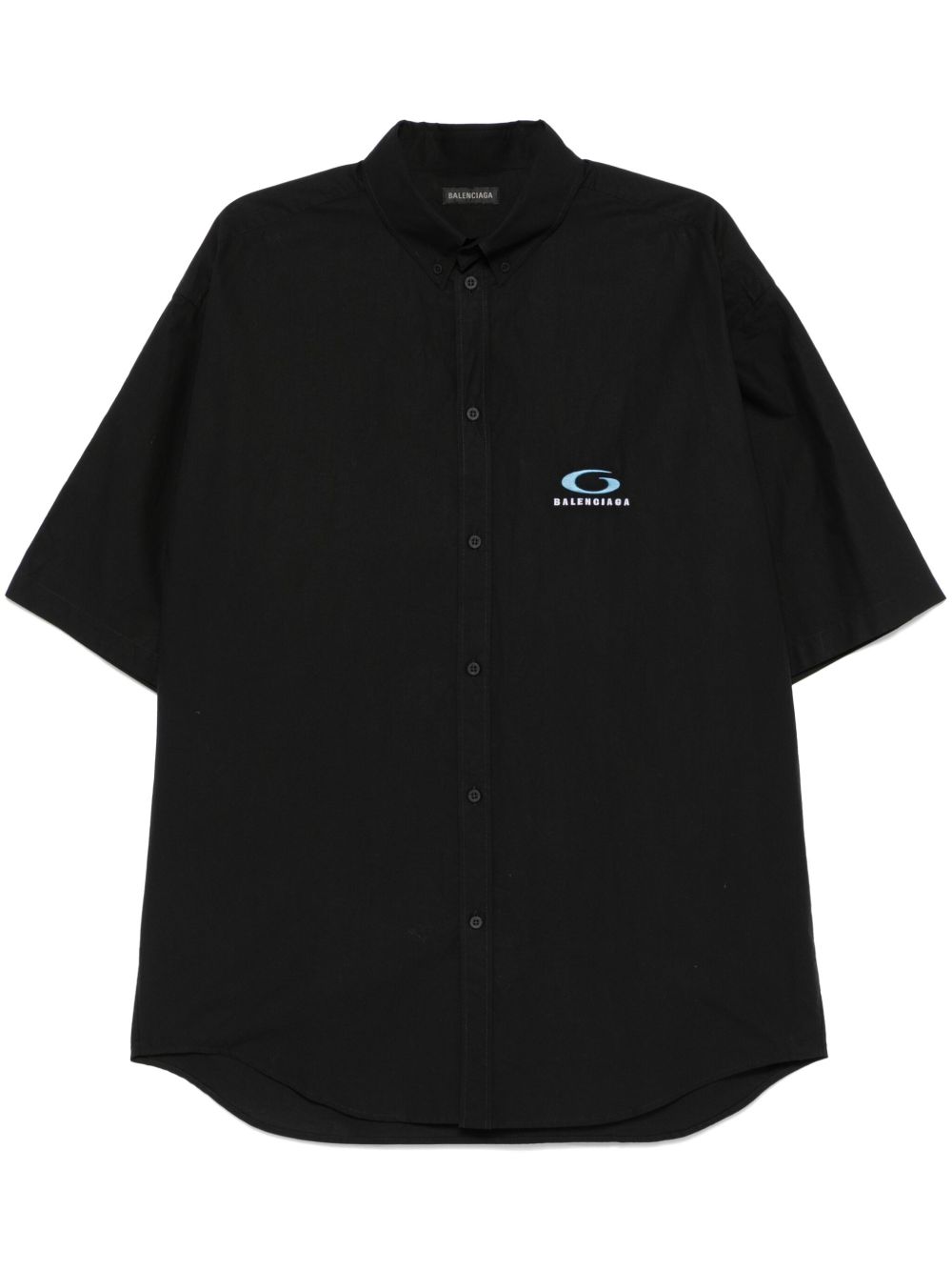 Balenciaga logo刺绣衬衫 - 黑色
