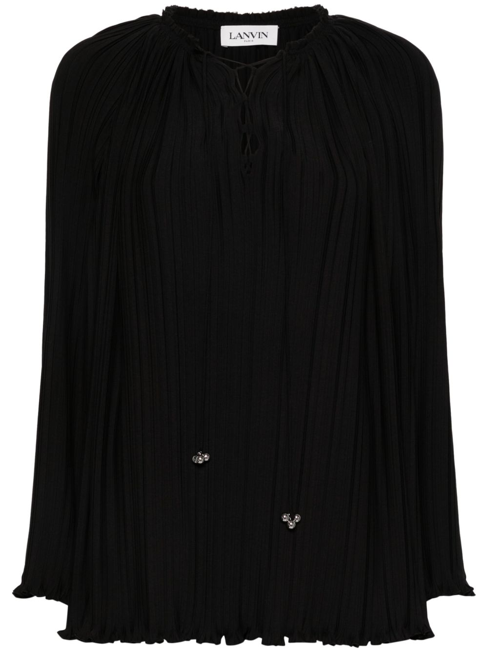 Lanvin 长袖褶饰罩衫 - 黑色