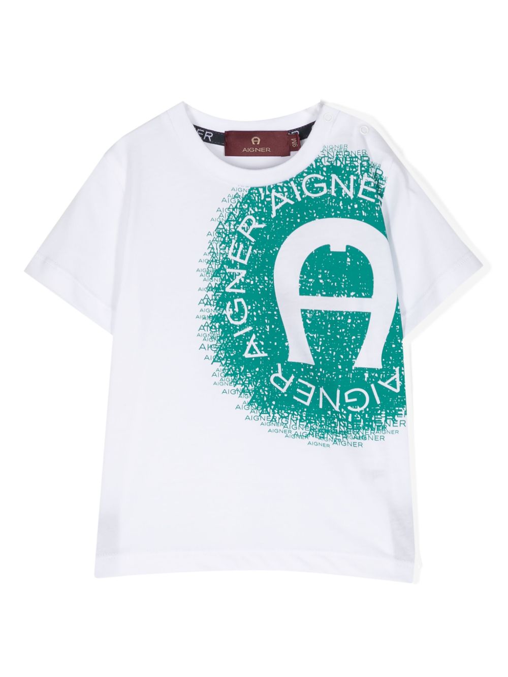 Aigner Kids logo印花棉T恤 - 白色